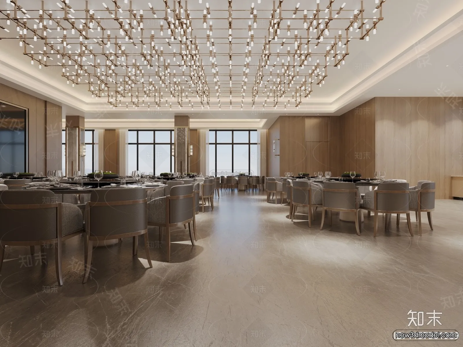 Modern Style Interior 3D Blocks and 3D Models - Wedding Hall 3D Scene - 921