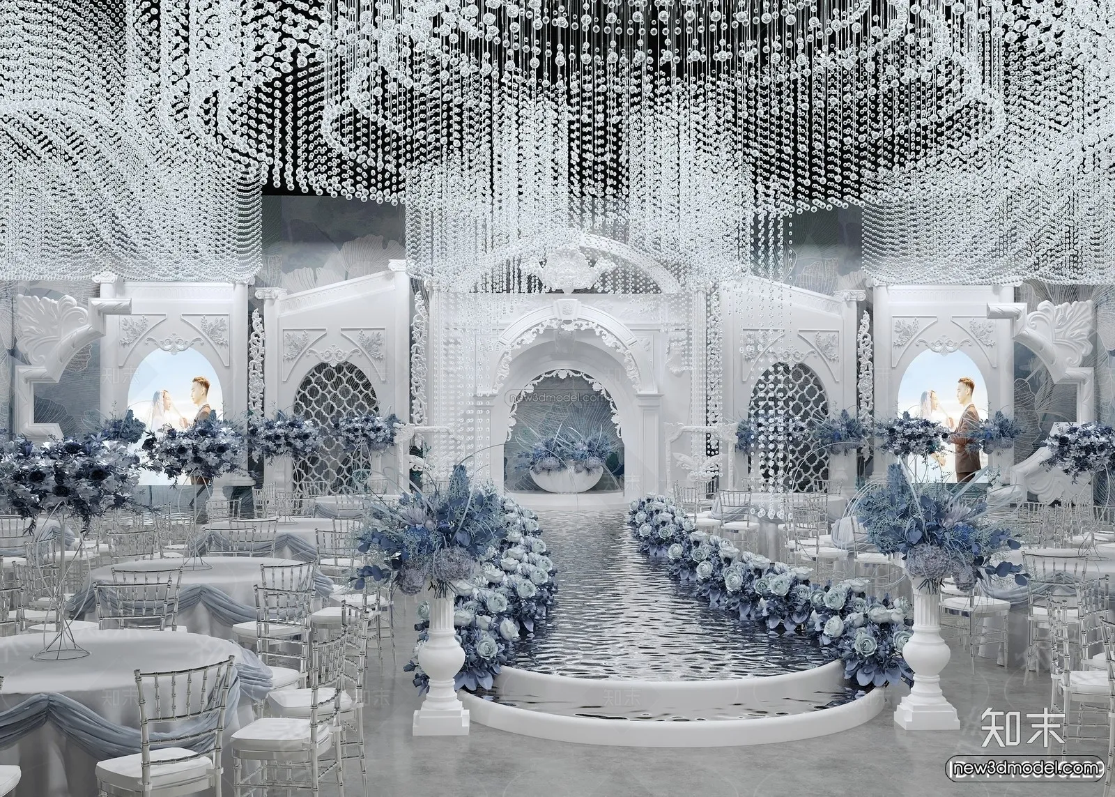 Modern Style Interior 3D Blocks and 3D Models - Wedding Hall 3D Scene - 935