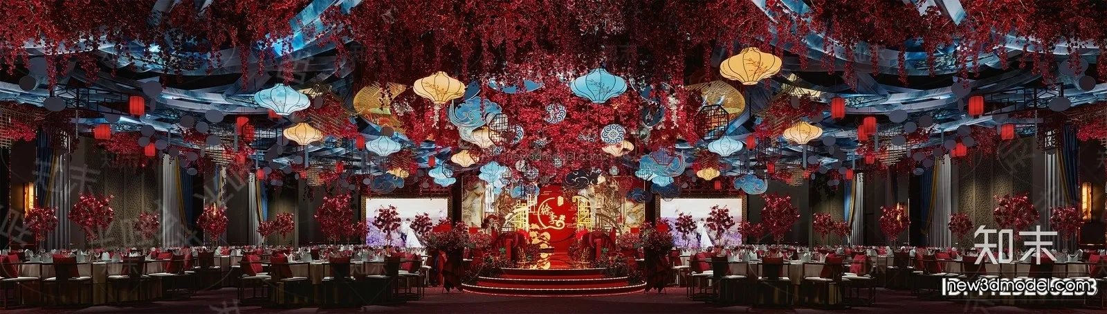 Modern Style Interior 3D Blocks and 3D Models - Wedding Hall 3D Scene - 941