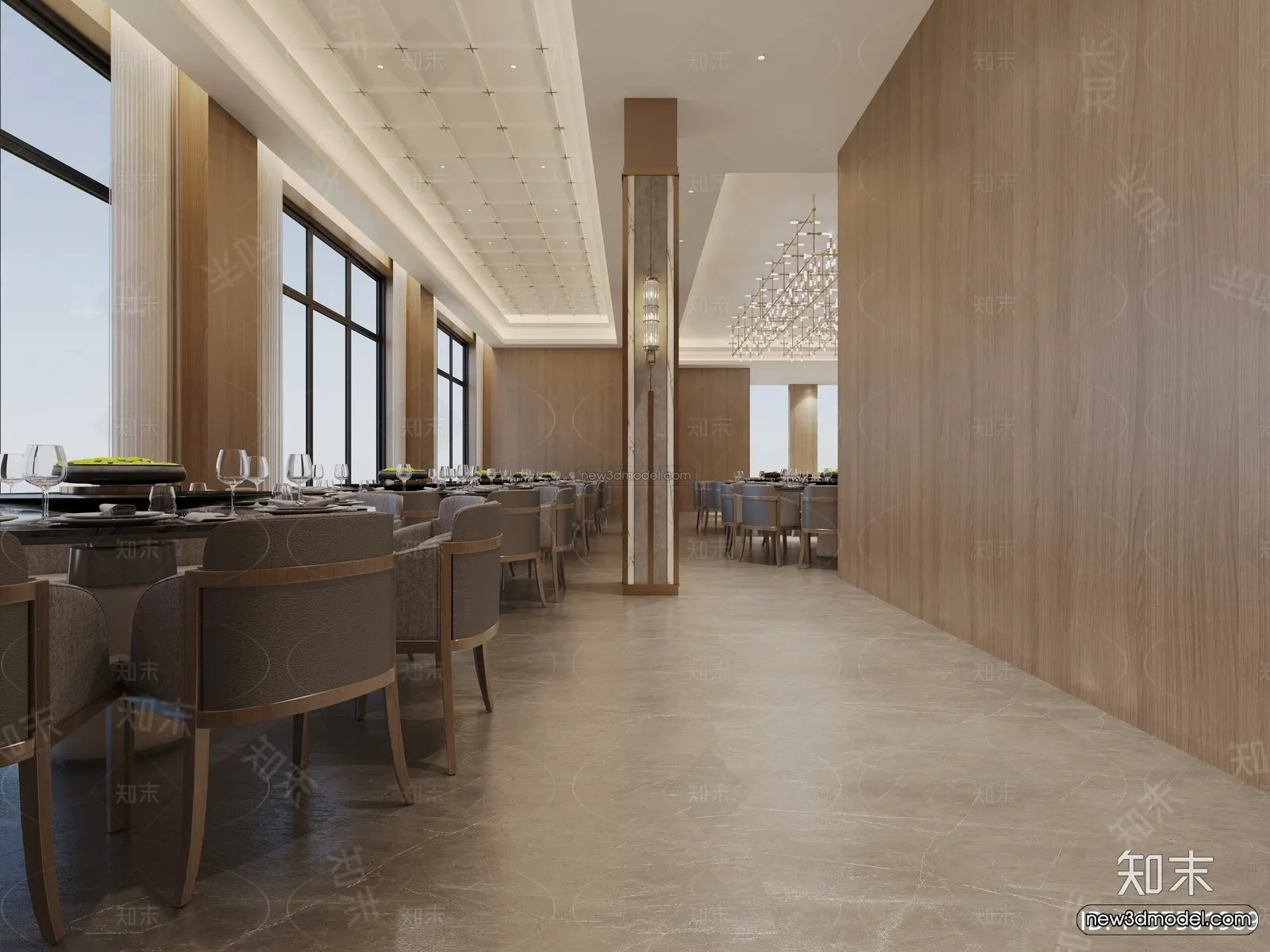 Modern Style Interior 3D Blocks and 3D Models - Wedding Hall 3D Scene - 952