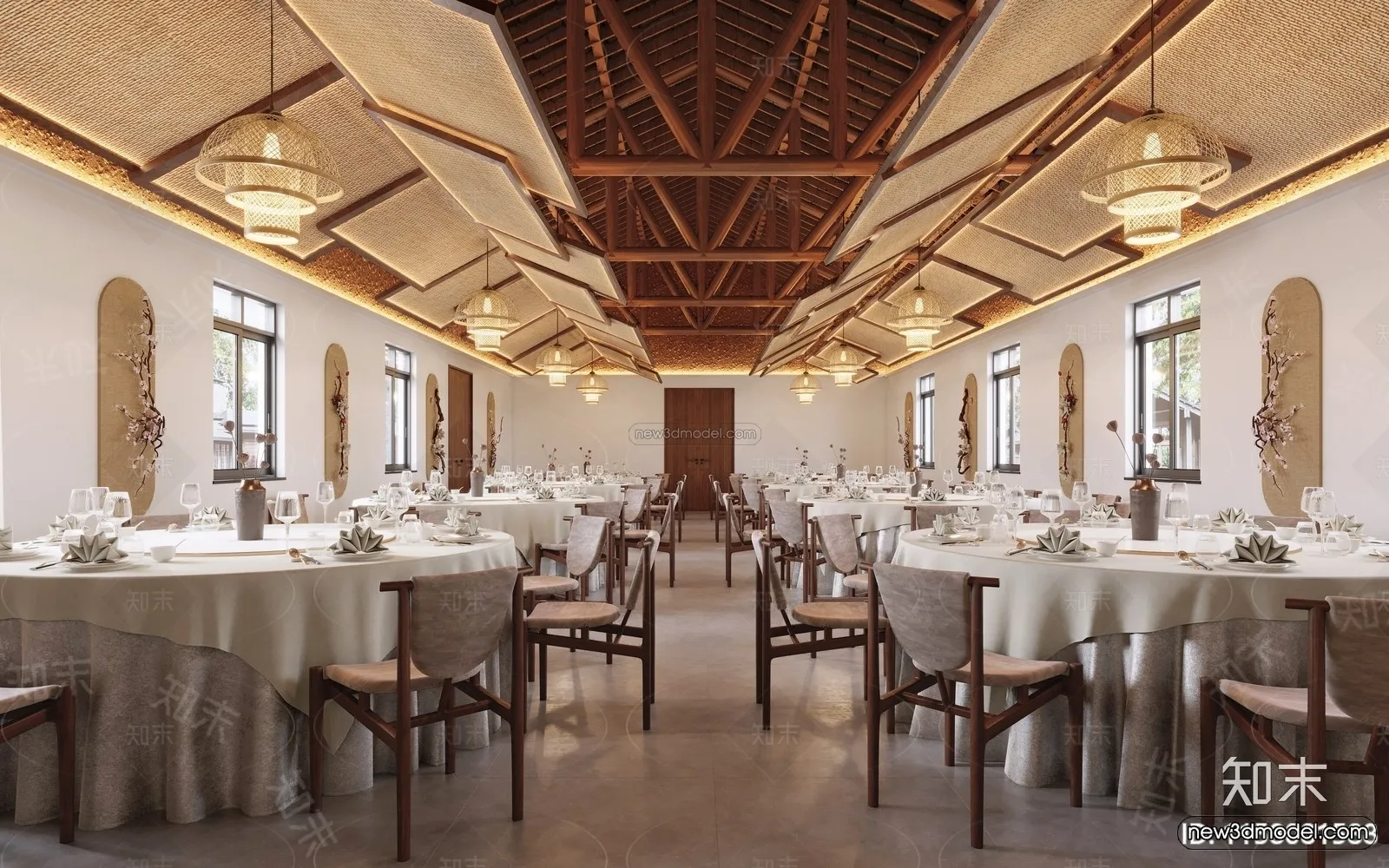Modern Style Interior 3D Blocks and 3D Models - Wedding Hall 3D Scene - 958