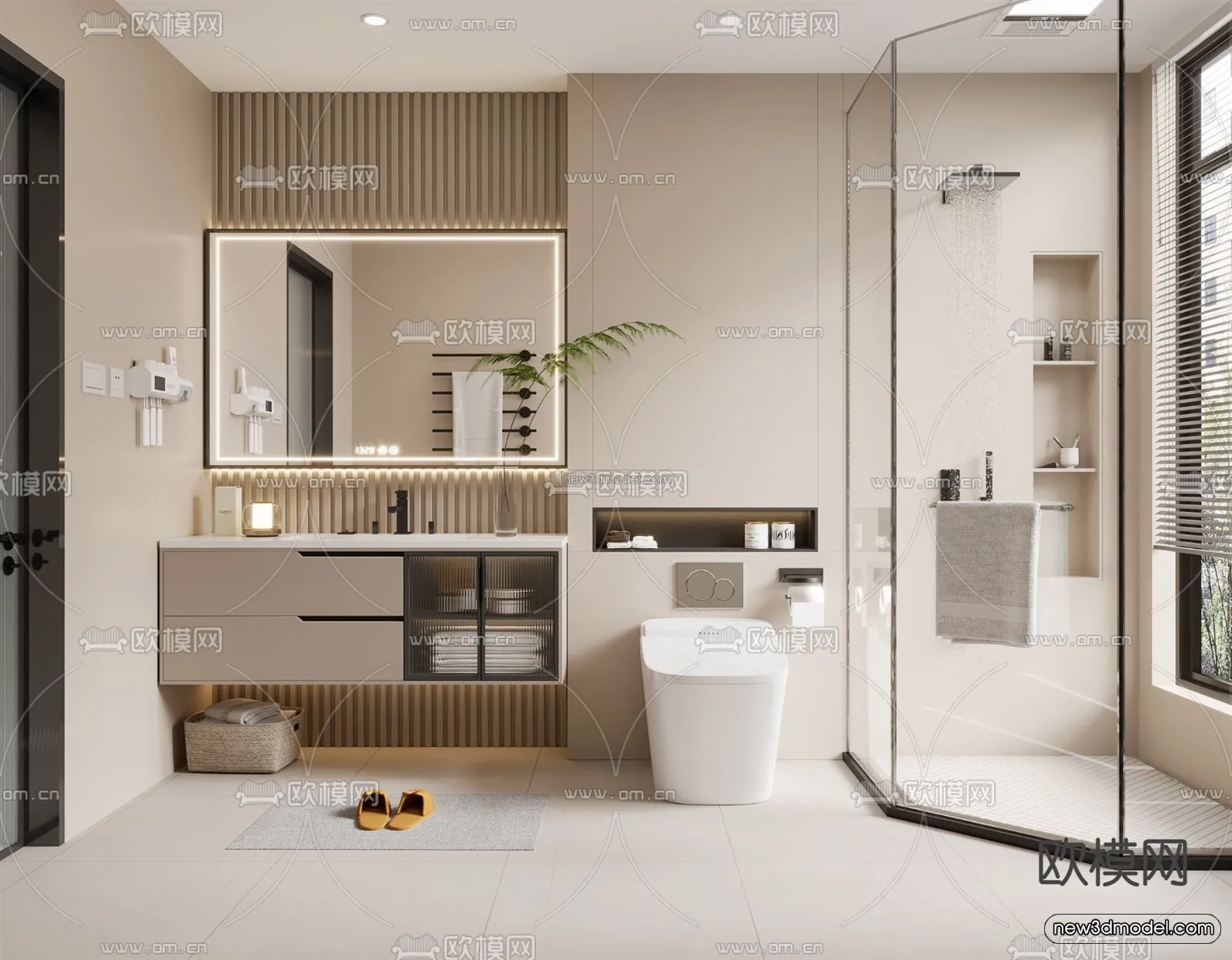 Modern Style Interior 3D Blocks - Bathroom 3D Model - 268