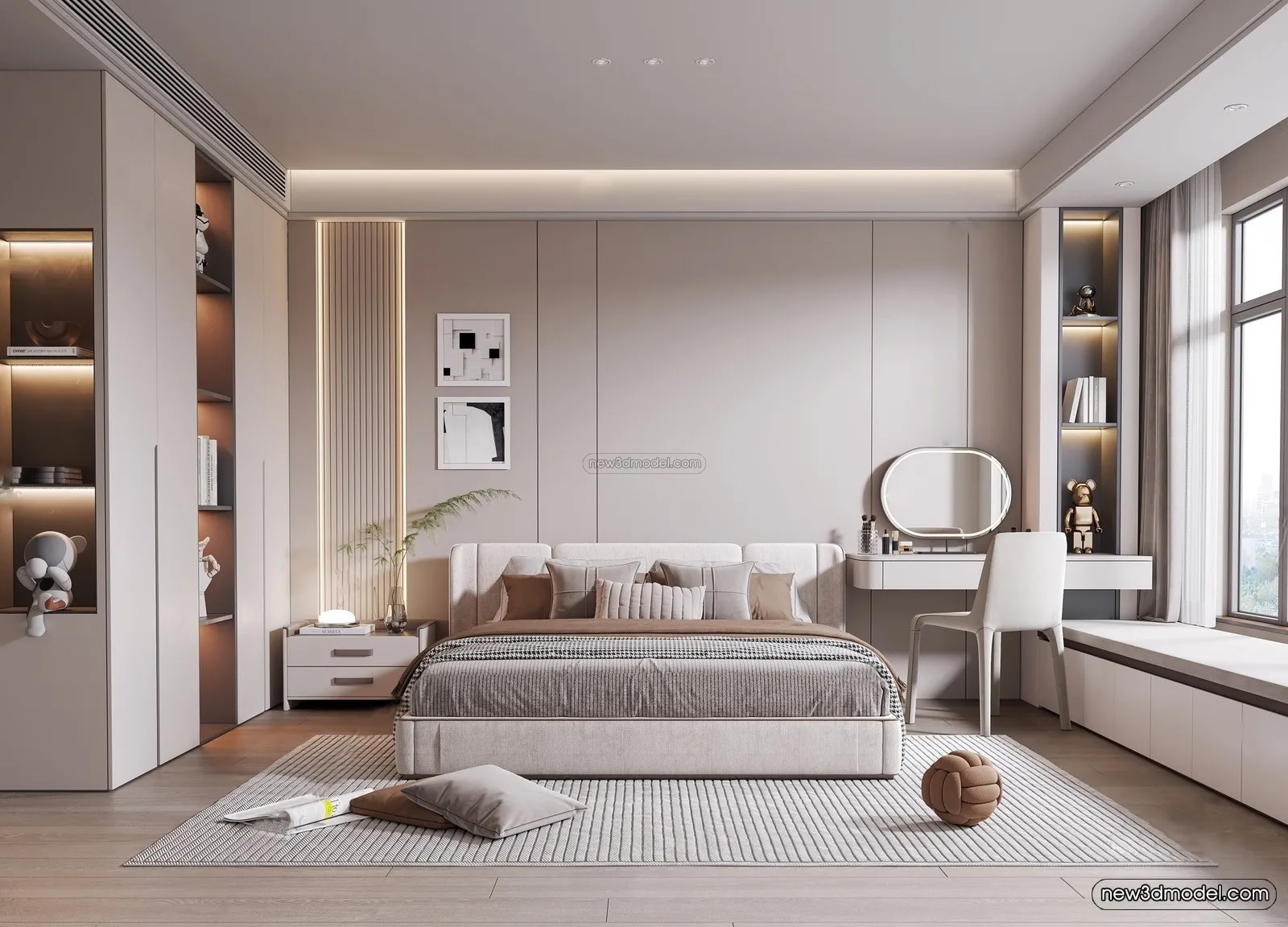 Modern Style Interior 3D Blocks - Bedroom 3D Model - 165
