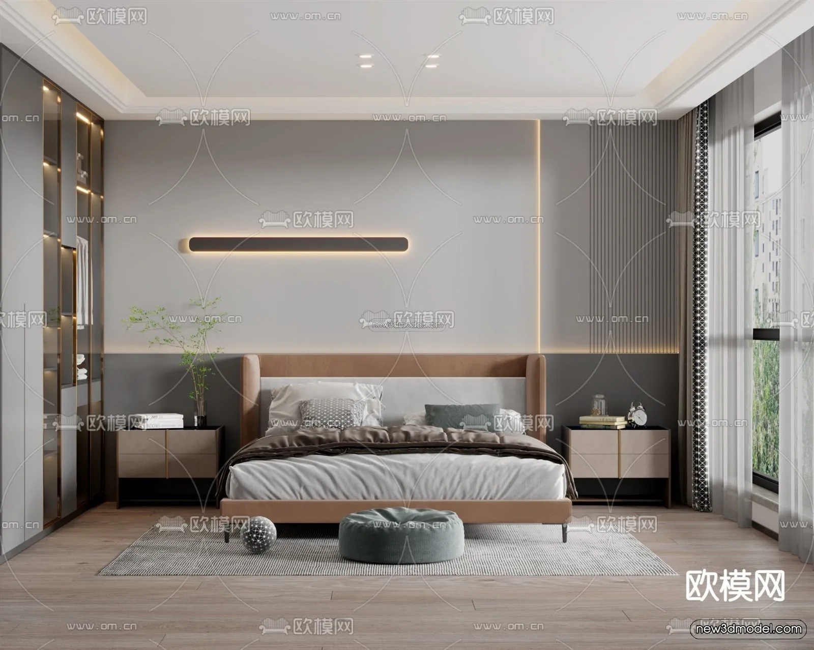 Modern Style Interior 3D Blocks - Bedroom 3D Model - 171