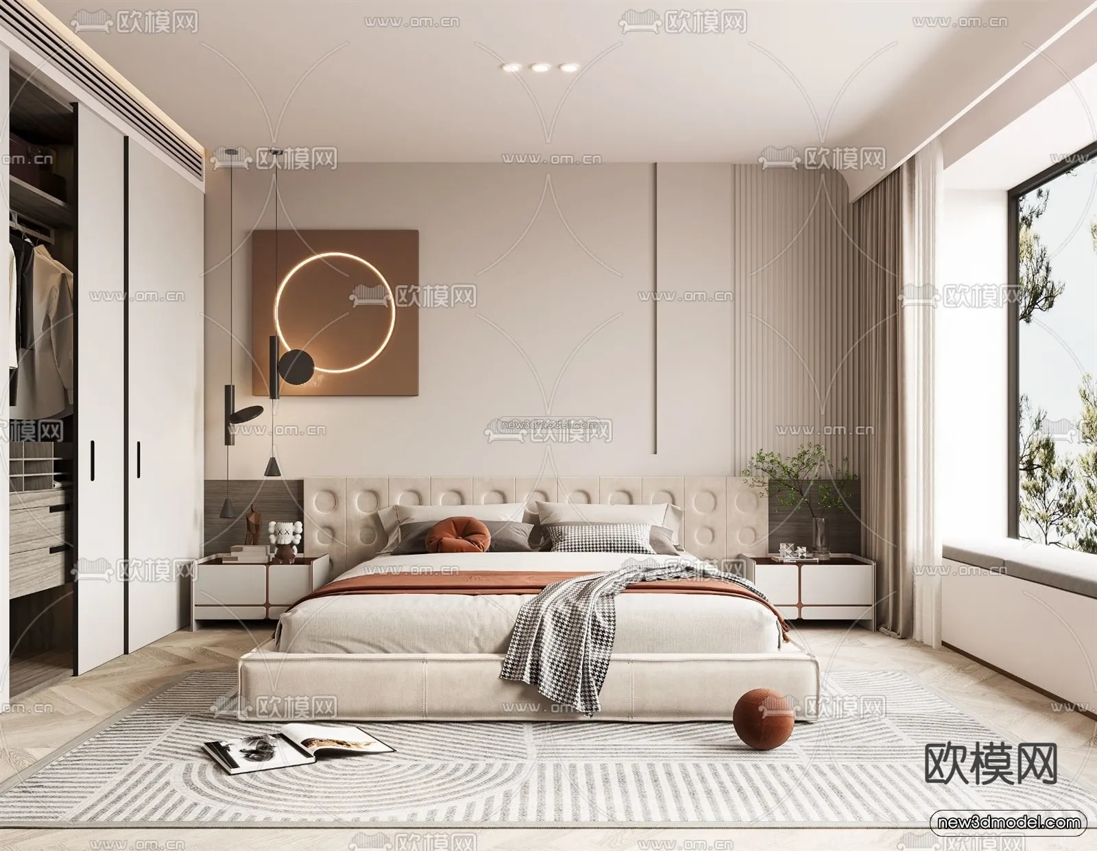 Modern Style Interior 3D Blocks - Bedroom 3D Model - 176