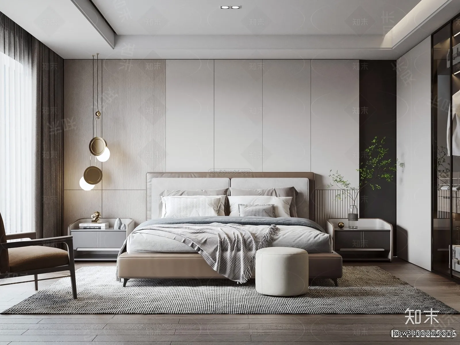 Modern Style Interior 3D Blocks - Bedroom 3D Model - 180