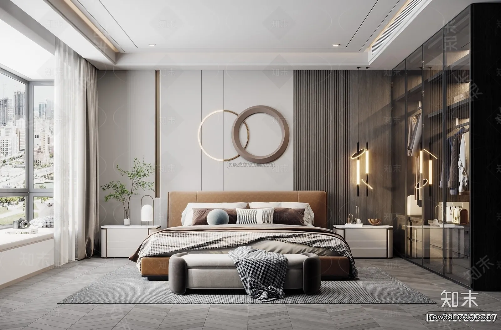 Modern Style Interior 3D Blocks - Bedroom 3D Model - 183