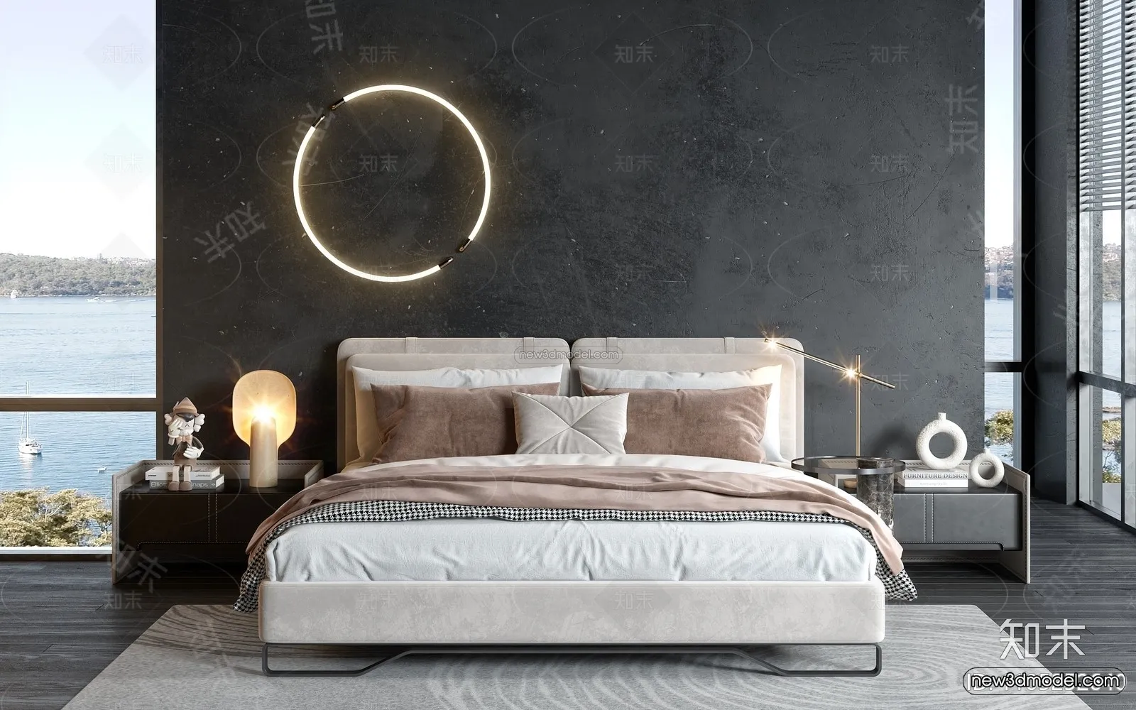 Modern Style Interior 3D Blocks - Bedroom 3D Model - 185