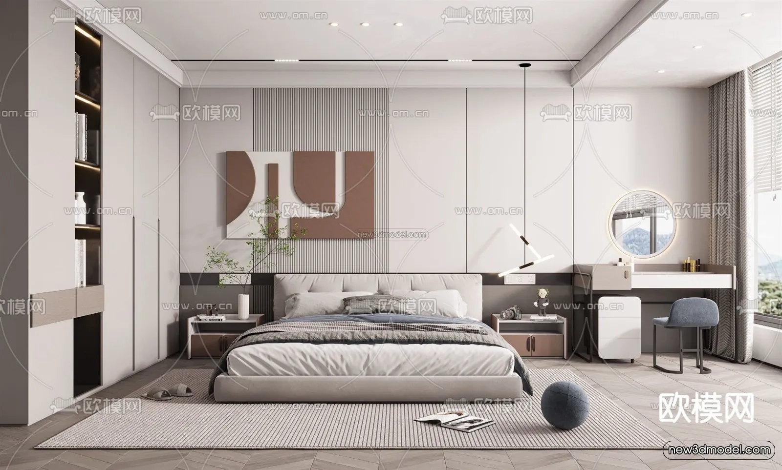 Modern Style Interior 3D Blocks - Bedroom 3D Model - 188