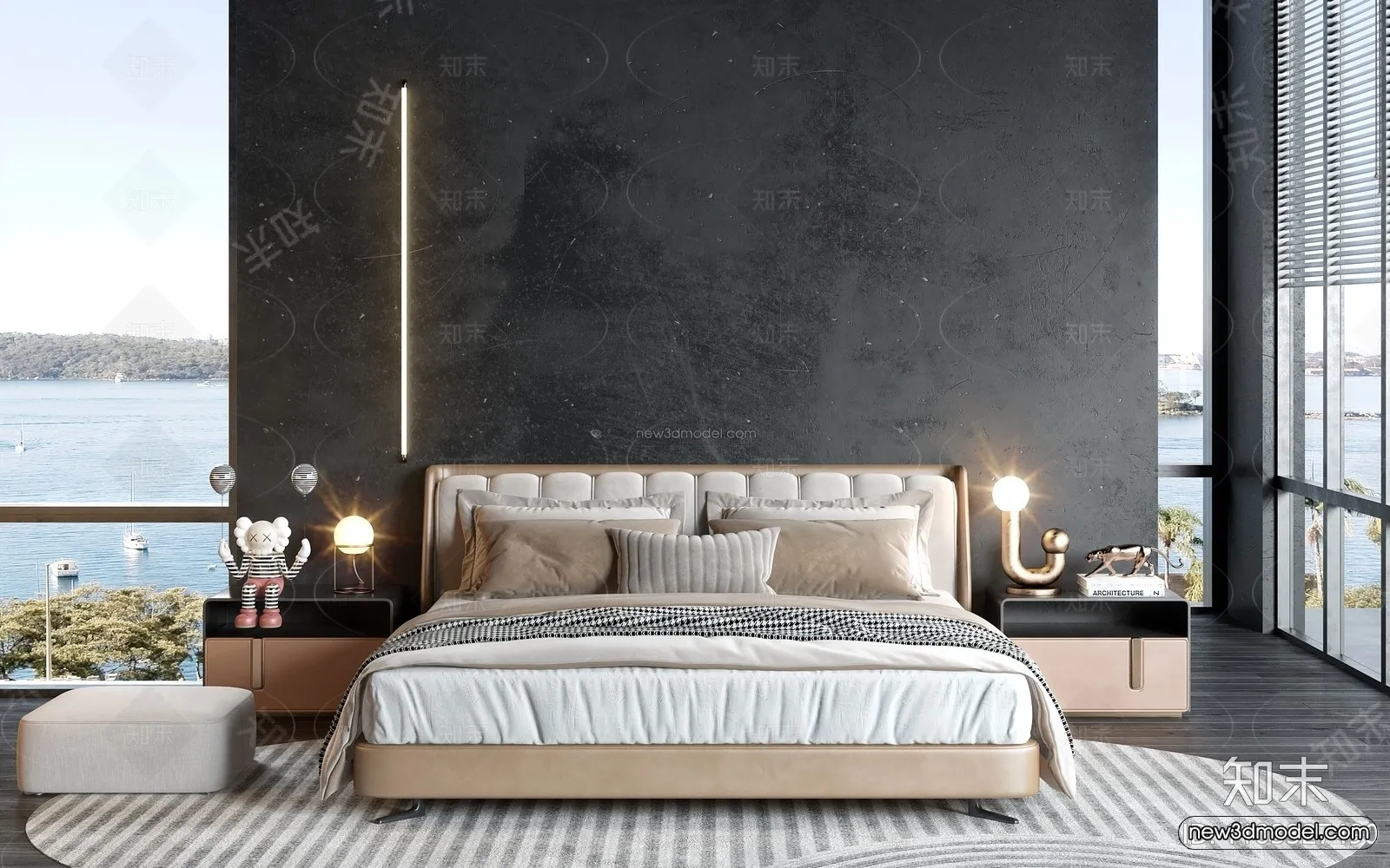 Modern Style Interior 3D Blocks - Bedroom 3D Model - 189