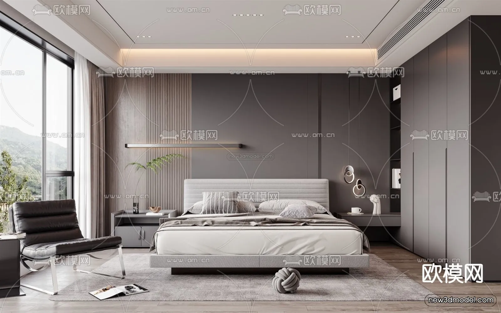 Modern Style Interior 3D Blocks - Bedroom 3D Model - 190
