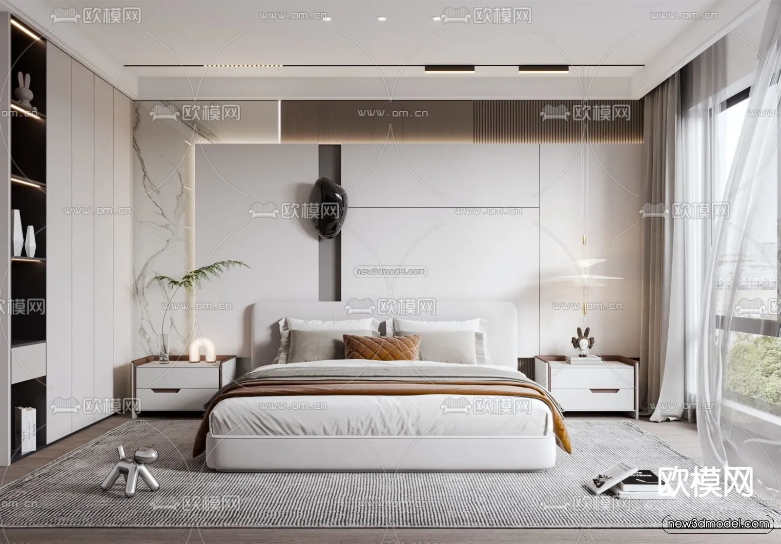 Modern Style Interior 3D Blocks - Bedroom 3D Model - 191