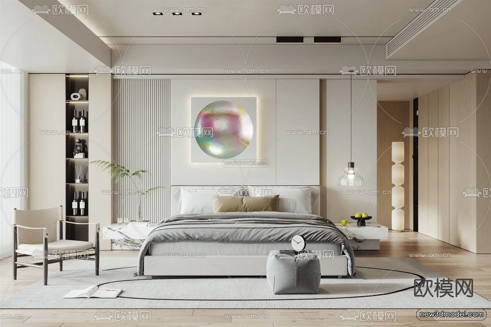 Modern Style Interior 3D Blocks - Bedroom 3D Model - 193