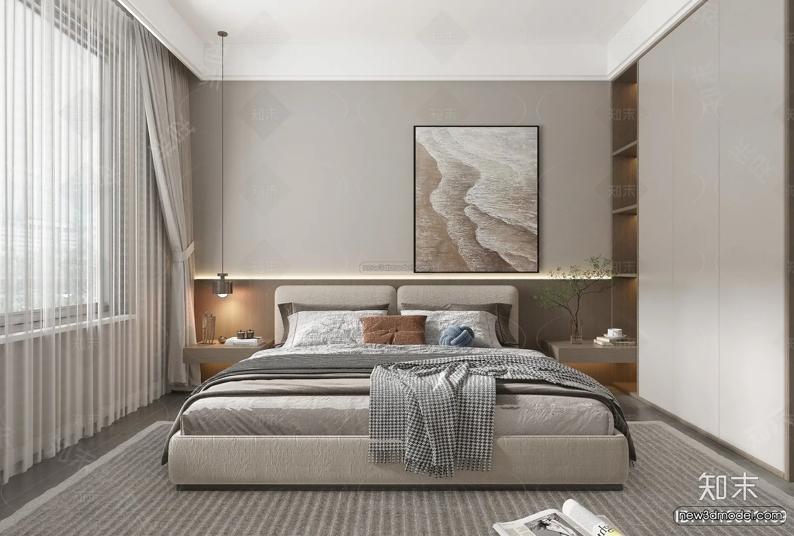 Modern Style Interior 3D Blocks - Bedroom 3D Model - 196