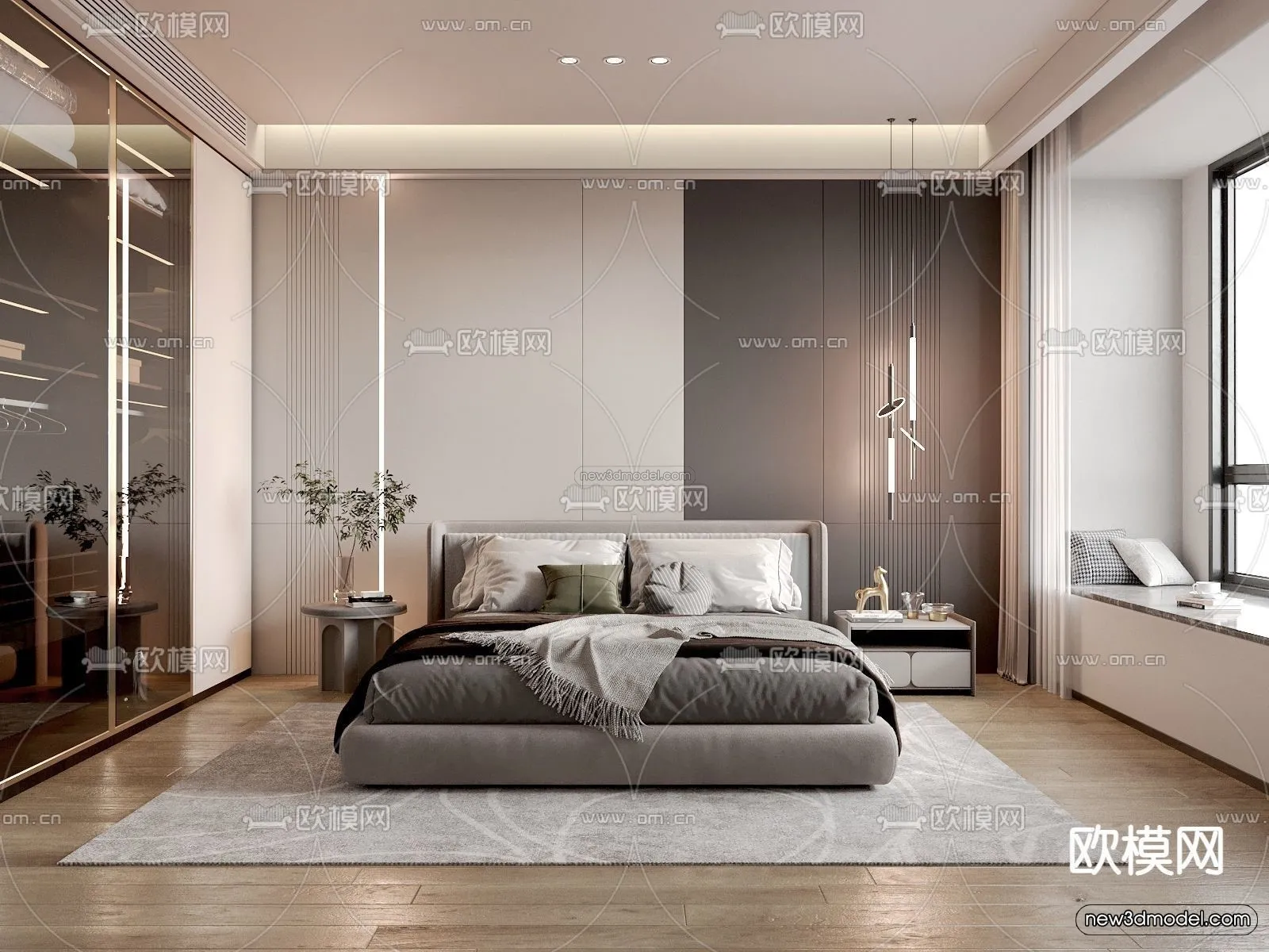 Modern Style Interior 3D Blocks - Bedroom 3D Model - 200