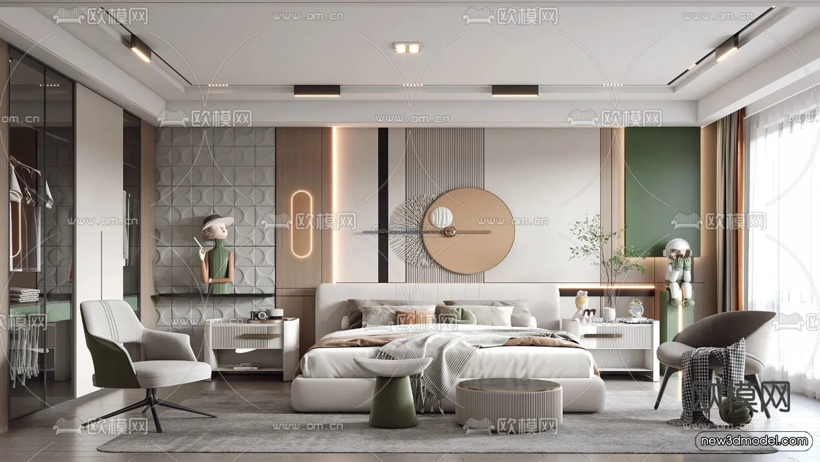 Modern Style Interior 3D Blocks - Bedroom 3D Model - 202