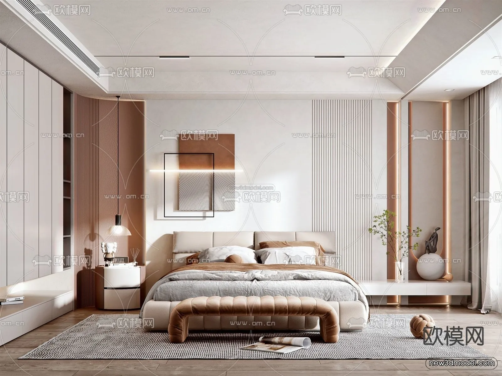 Modern Style Interior 3D Blocks - Bedroom 3D Model - 209
