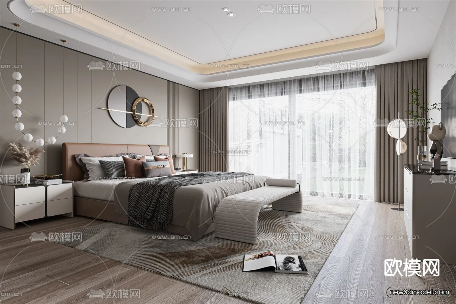 Modern Style Interior 3D Blocks - Bedroom 3D Model - 210