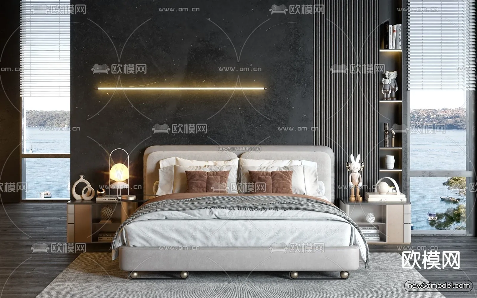 Modern Style Interior 3D Blocks - Bedroom 3D Model - 221