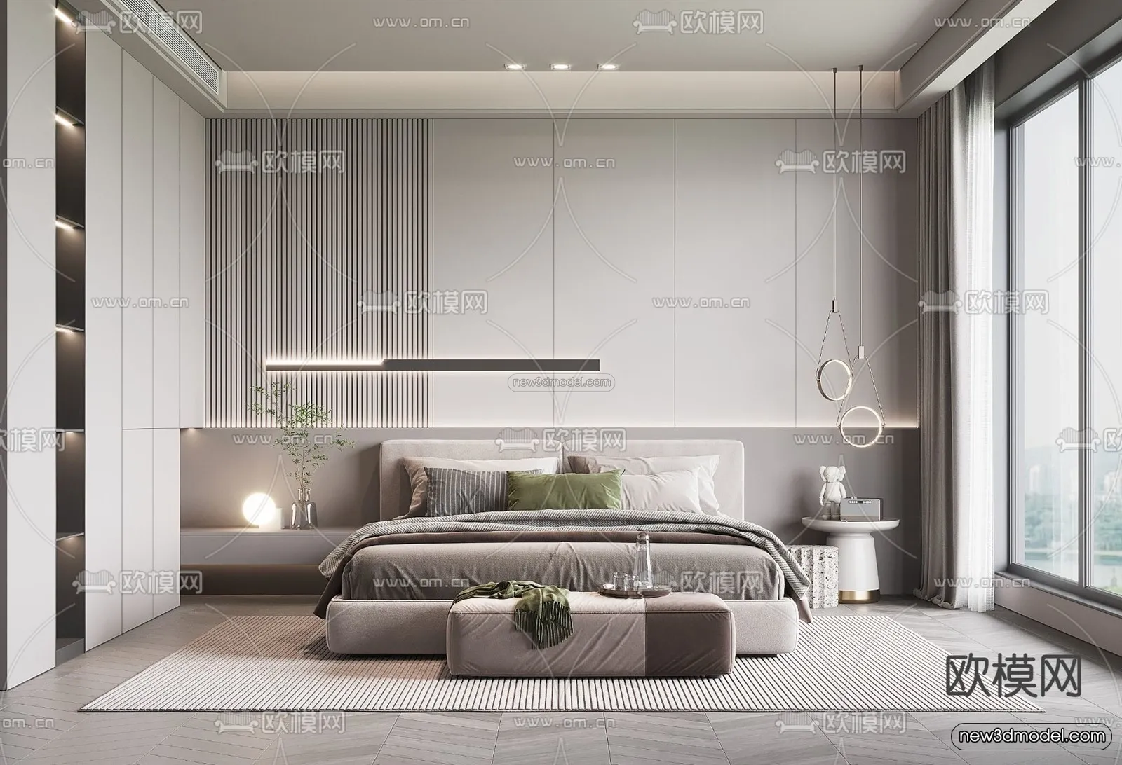 Modern Style Interior 3D Blocks - Bedroom 3D Model - 222