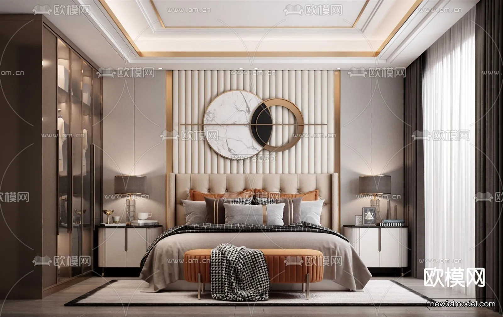 Modern Style Interior 3D Blocks - Bedroom 3D Model - 230