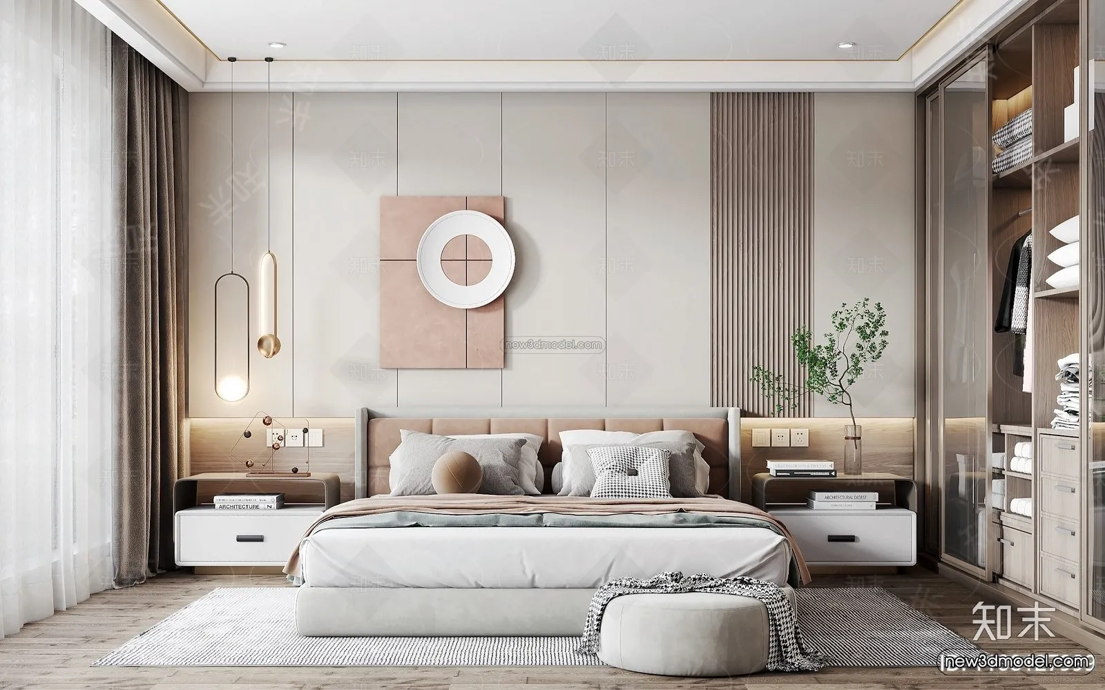 Modern Style Interior 3D Blocks - Bedroom 3D Model - 234