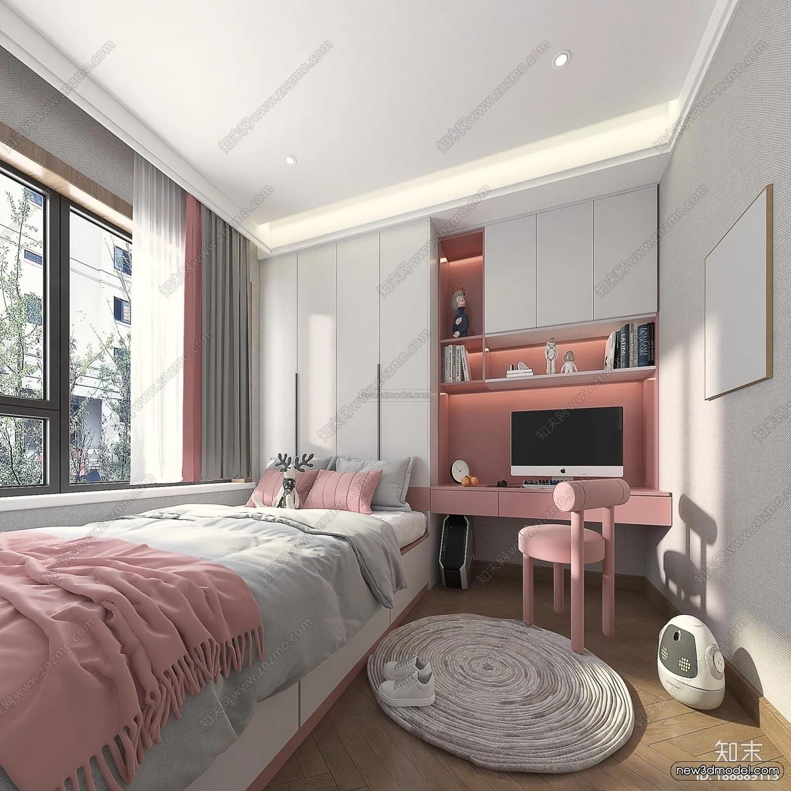 Modern Style Interior 3D Blocks - Bedroom 3D Model - 261