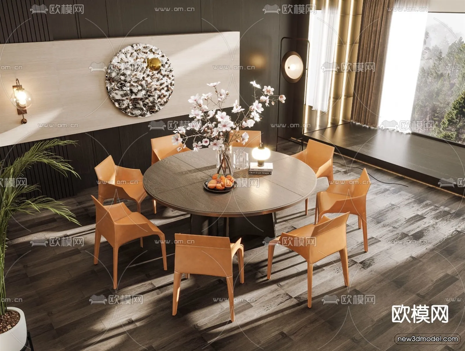 Modern Style Interior 3D Blocks - Dining Room 3D Model - 156