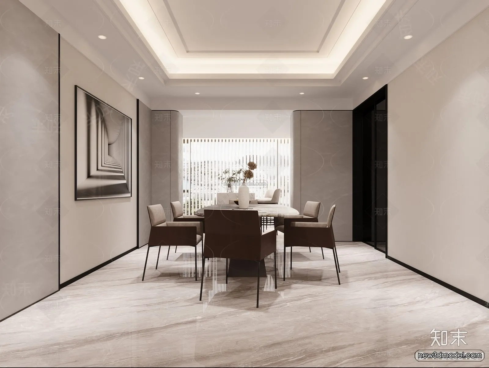 Modern Style Interior 3D Blocks - Dining Room 3D Model - 160