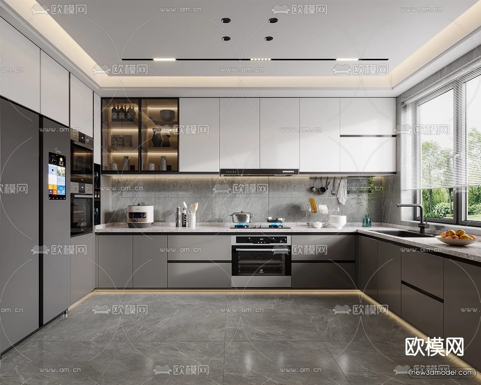 Modern Style Interior 3D Blocks - Kitchen 3D Model - 265