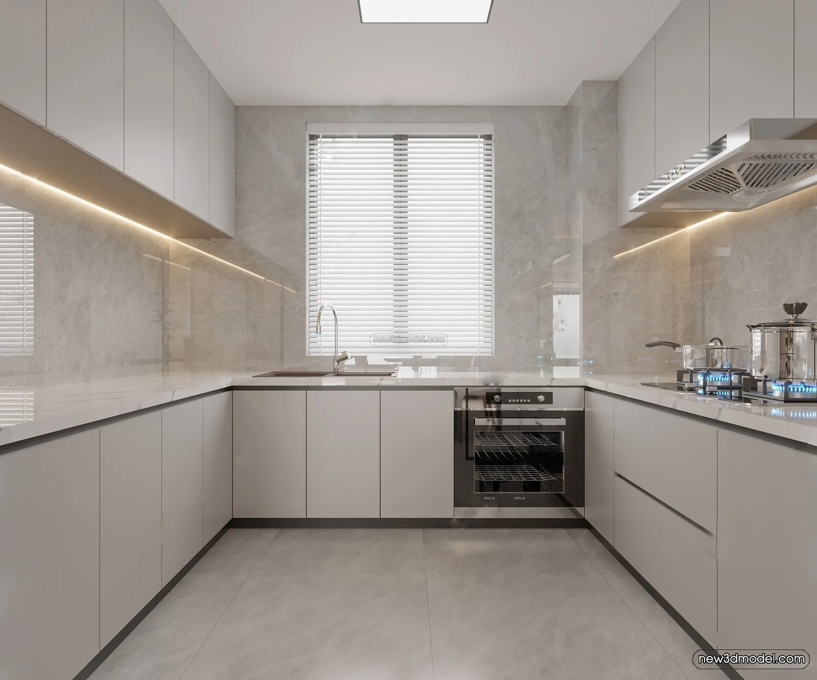 Modern Style Interior 3D Blocks - Kitchen 3D Model - 267