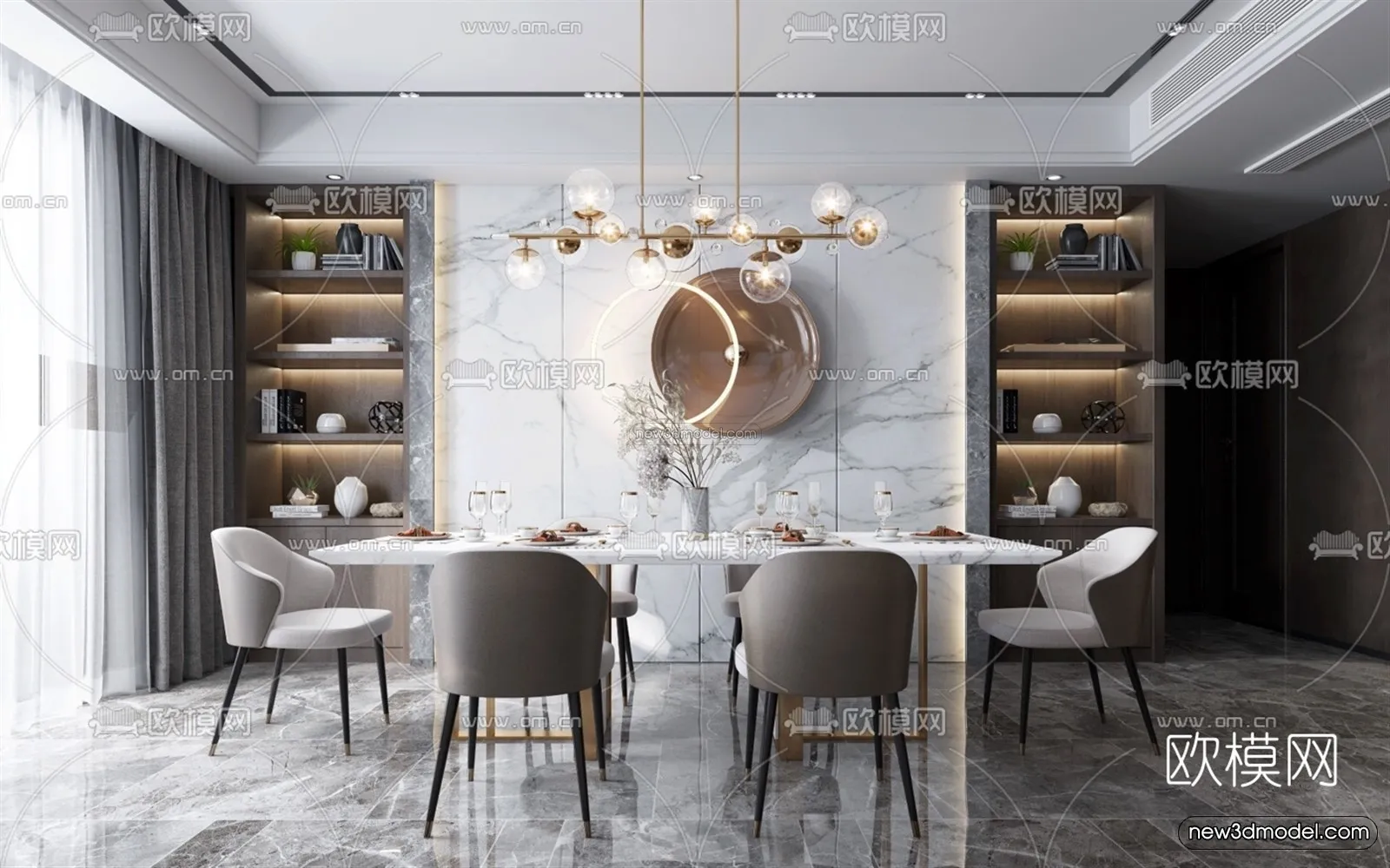 Modern Style Interior 3D Blocks - Living Room 3D Model - 009