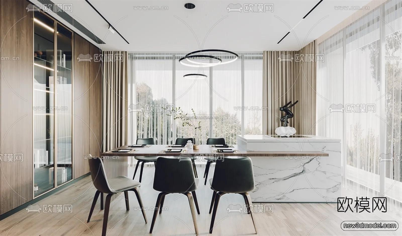 Modern Style Interior 3D Blocks - Living Room 3D Model - 015