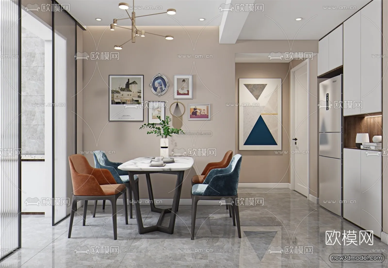 Modern Style Interior 3D Blocks - Living Room 3D Model - 017