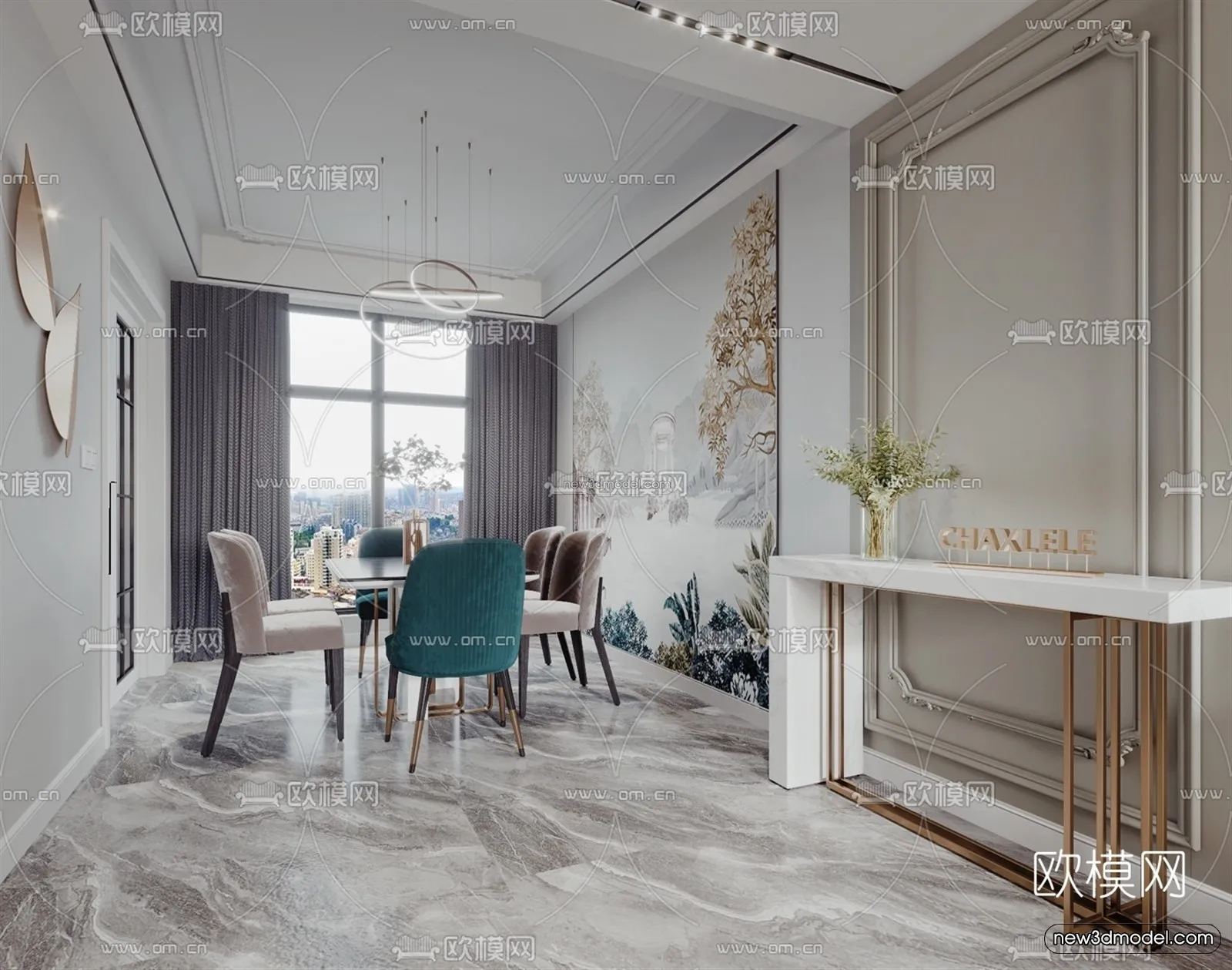 Modern Style Interior 3D Blocks - Living Room 3D Model - 018