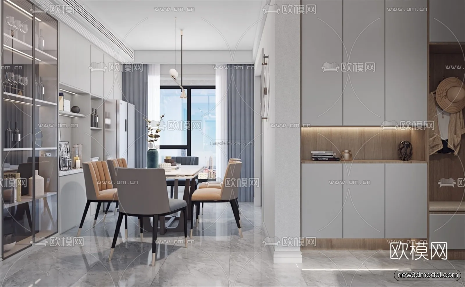 Modern Style Interior 3D Blocks - Living Room 3D Model - 021