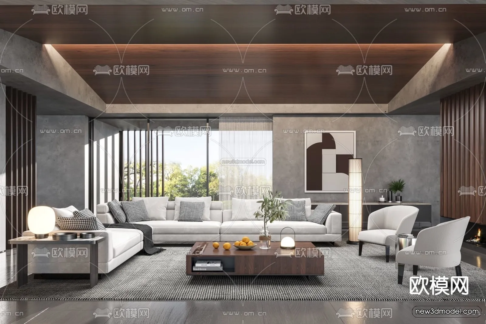 Modern Style Interior 3D Blocks - Living Room 3D Model - 035