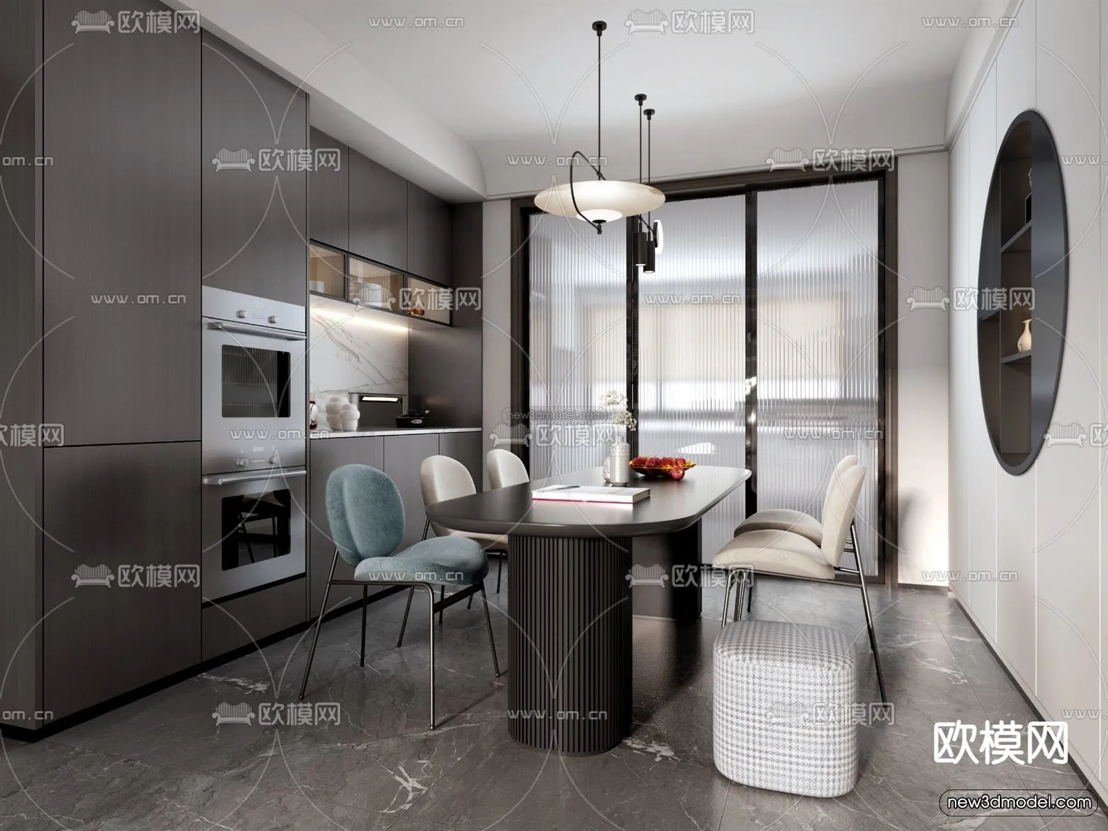 Modern Style Interior 3D Blocks - Living Room 3D Model - 040