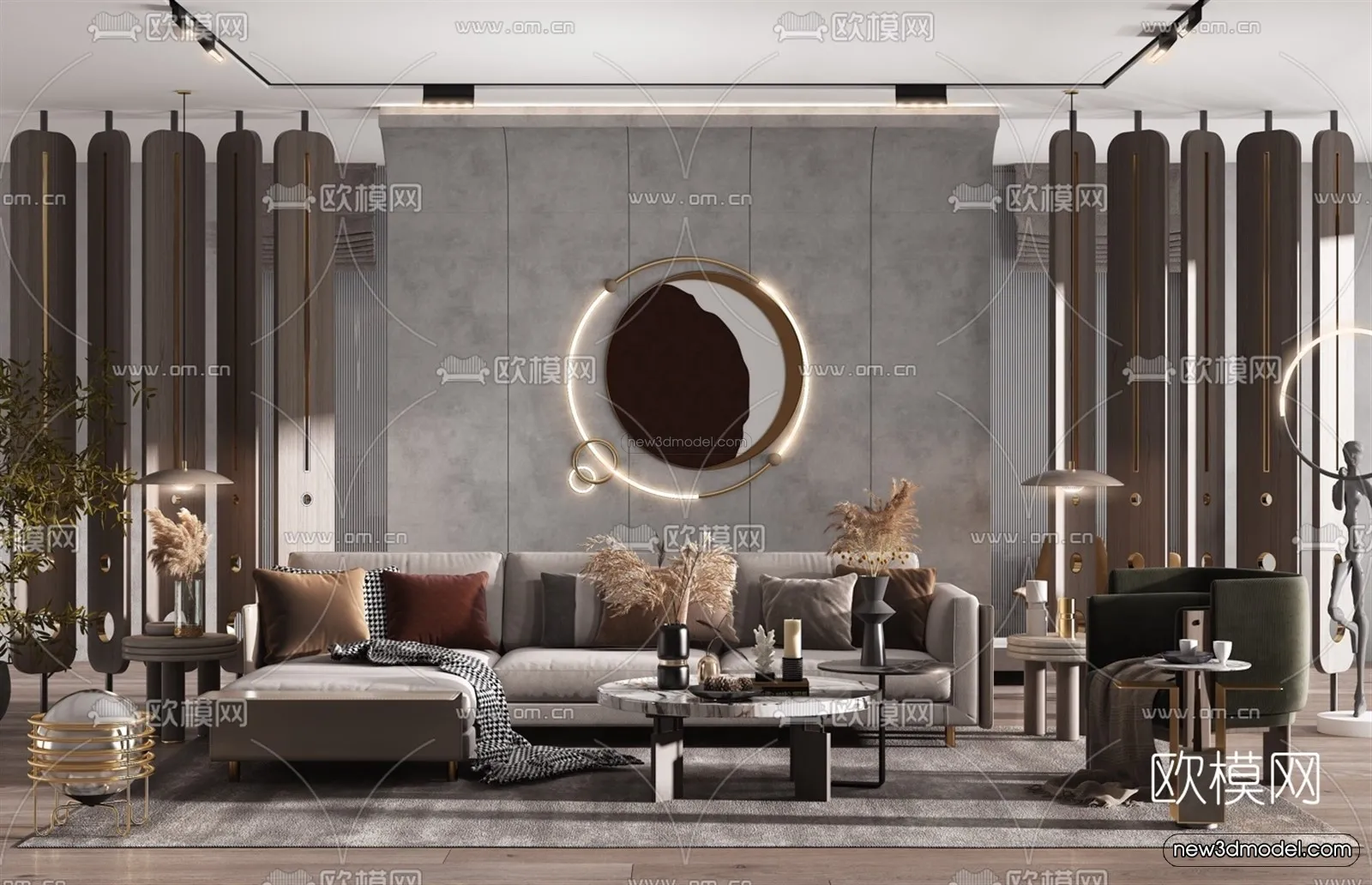 Modern Style Interior 3D Blocks - Living Room 3D Model - 054