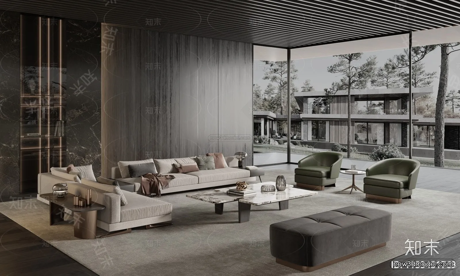 Modern Style Interior 3D Blocks - Living Room 3D Model - 059