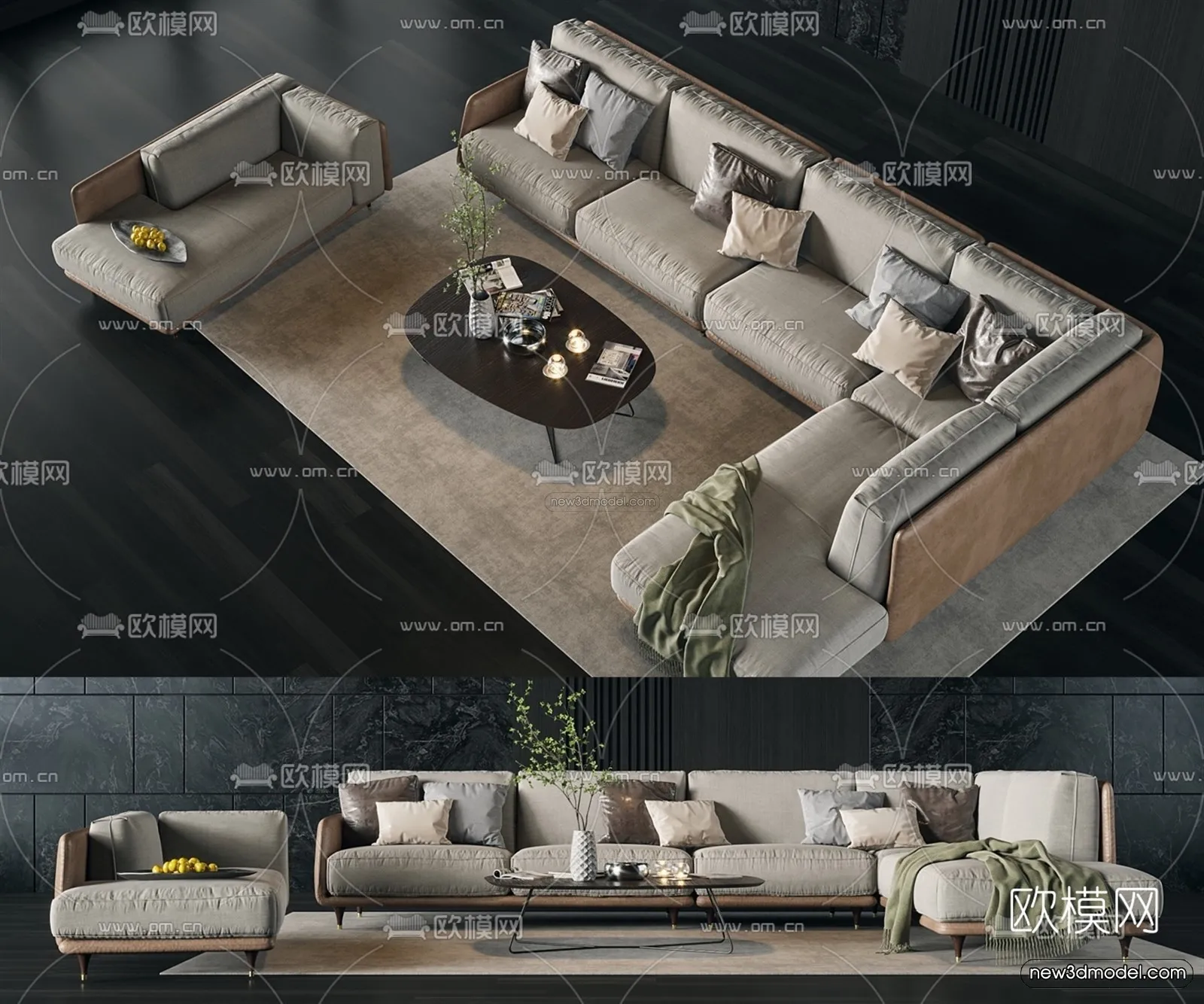 Modern Style Interior 3D Blocks - Living Room 3D Model - 061