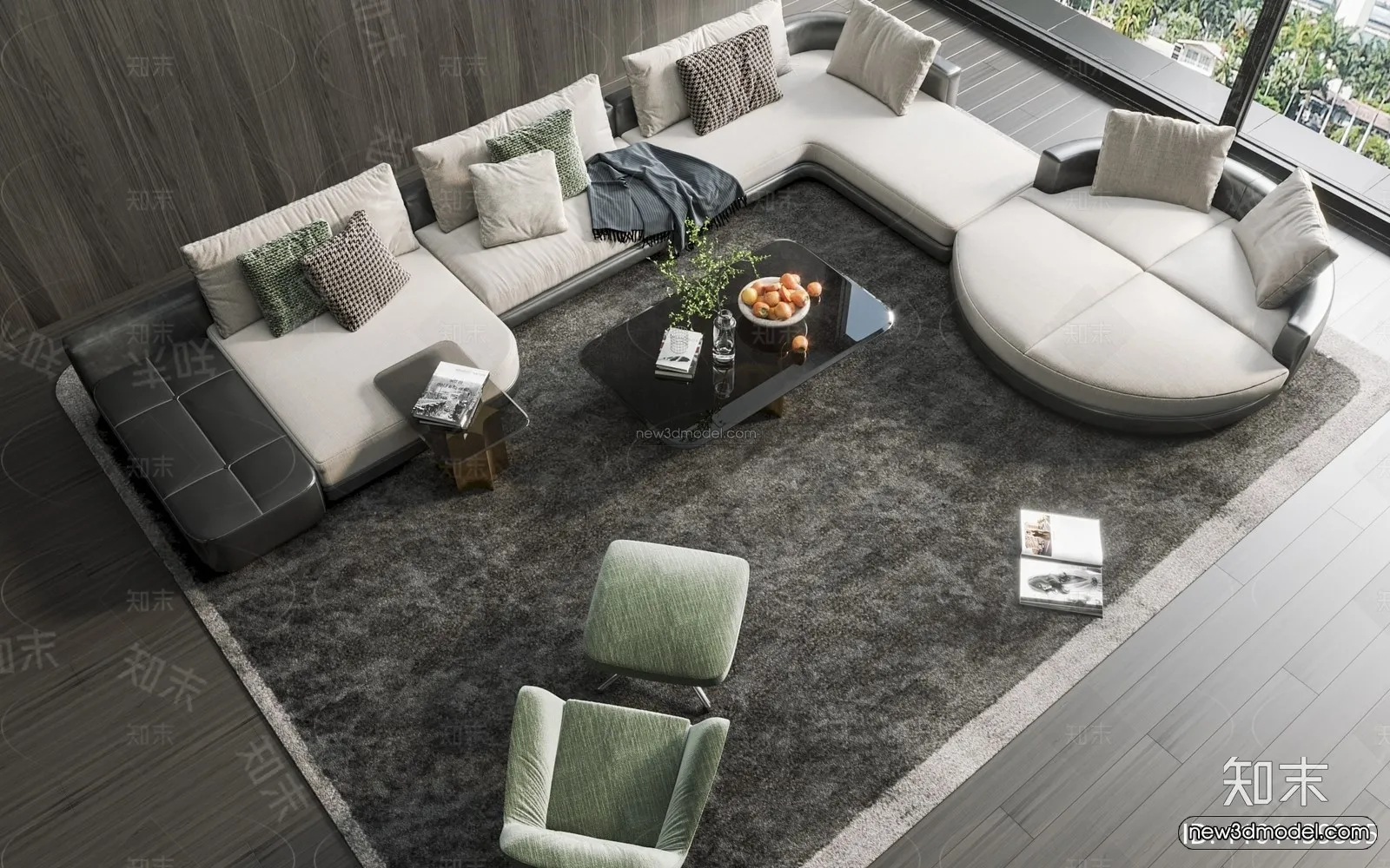 Modern Style Interior 3D Blocks - Living Room 3D Model - 065