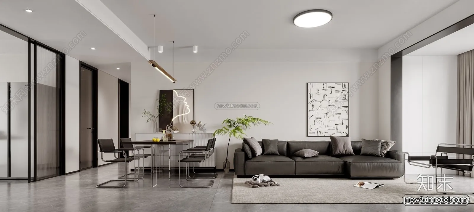 Modern Style Interior 3D Blocks - Living Room 3D Model - 070