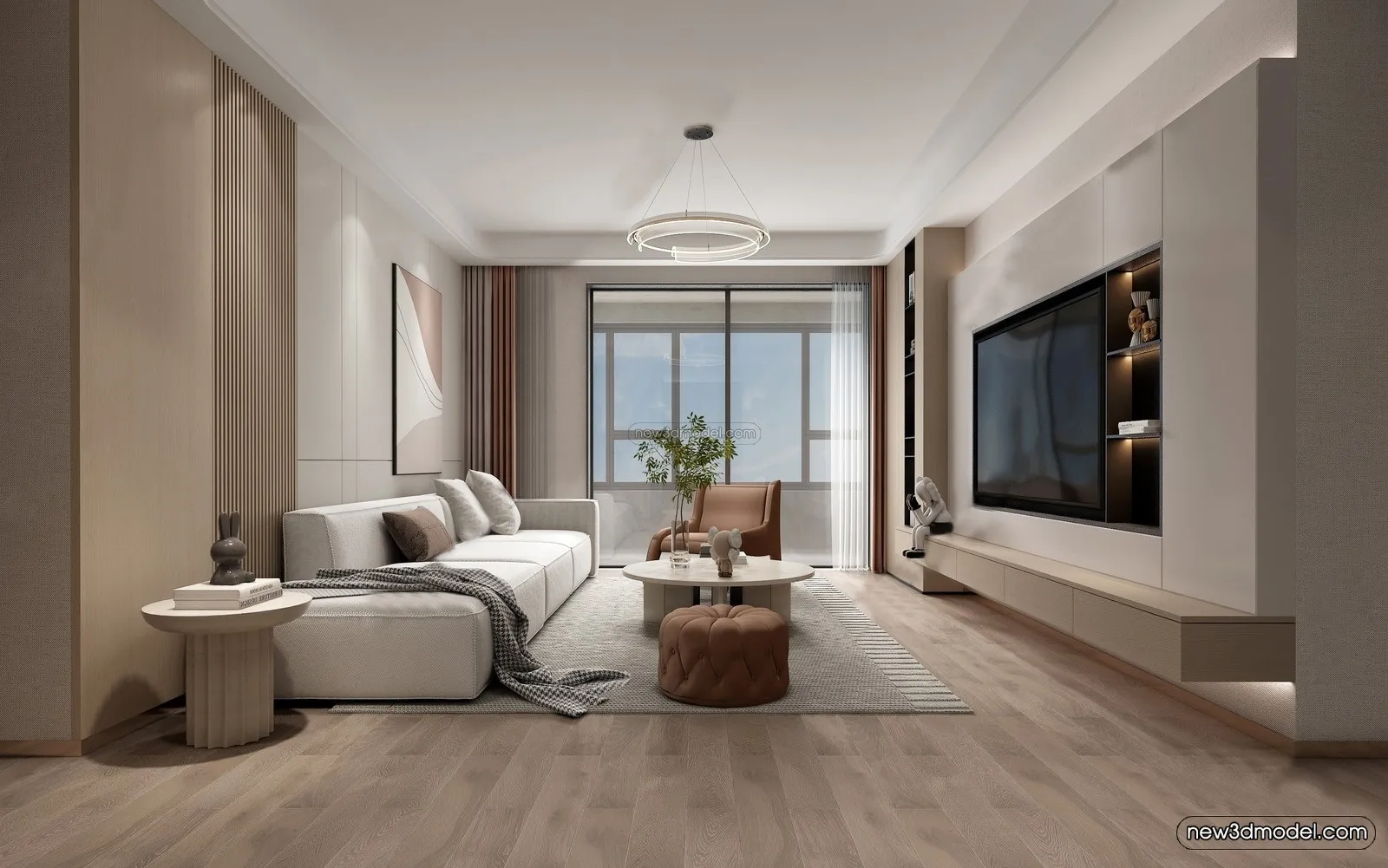 Modern Style Interior 3D Blocks - Living Room 3D Model - 076