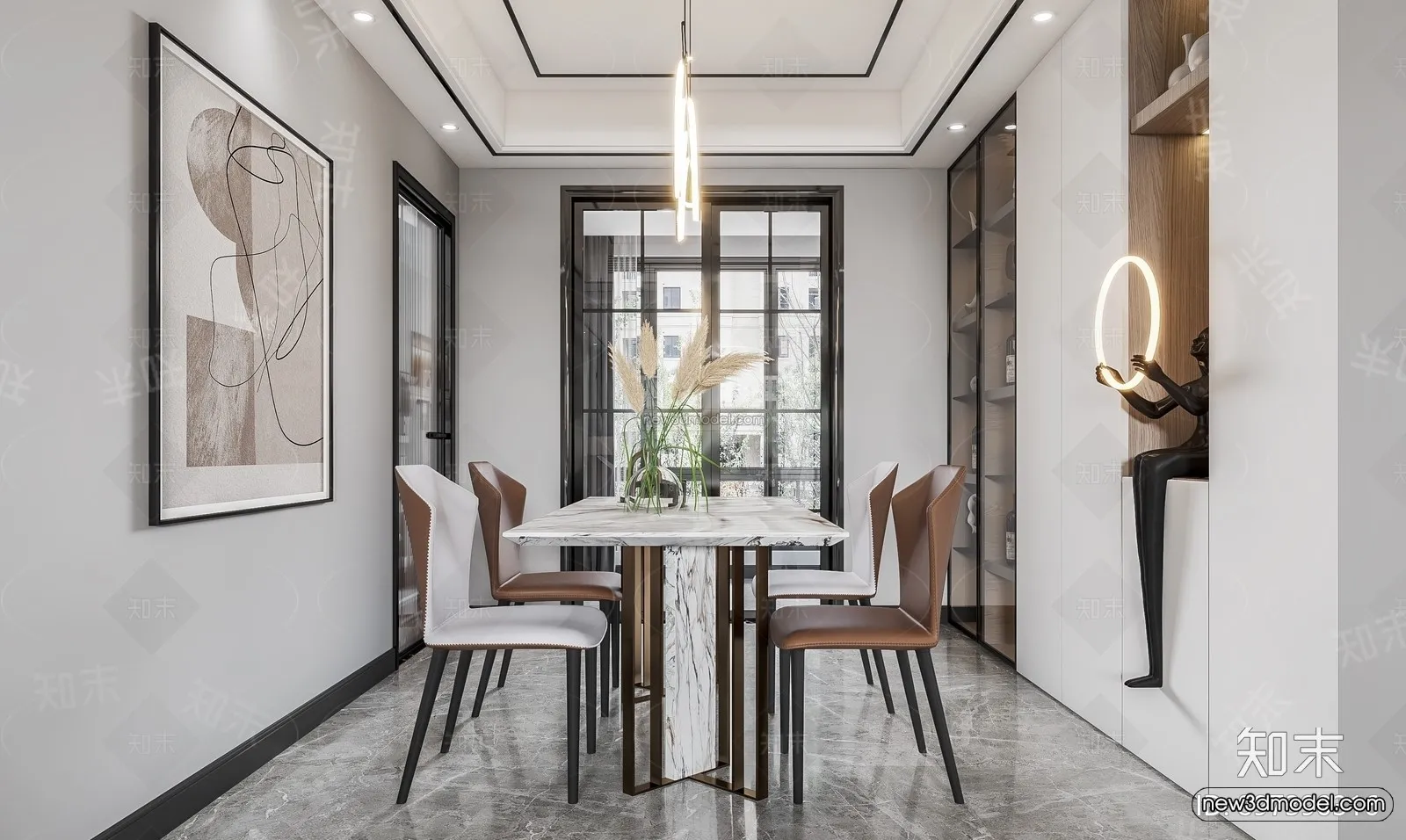 Modern Style Interior 3D Blocks - Living Room 3D Model - 098