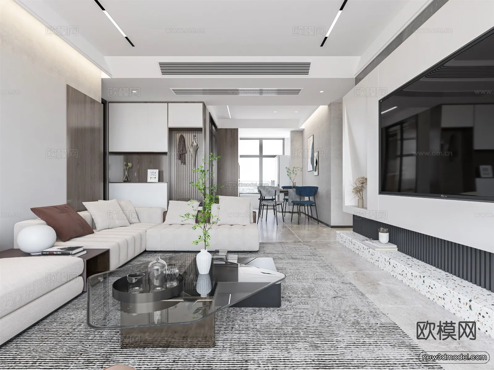 Modern Style Interior 3D Blocks - Living Room 3D Model - 101