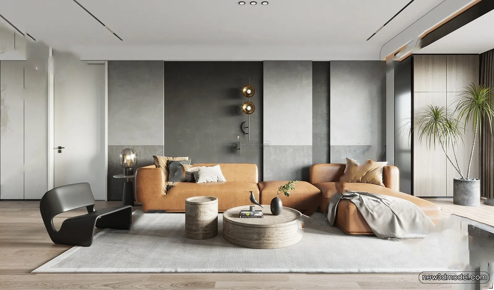 Modern Style Interior 3D Blocks - Living Room 3D Model - 102