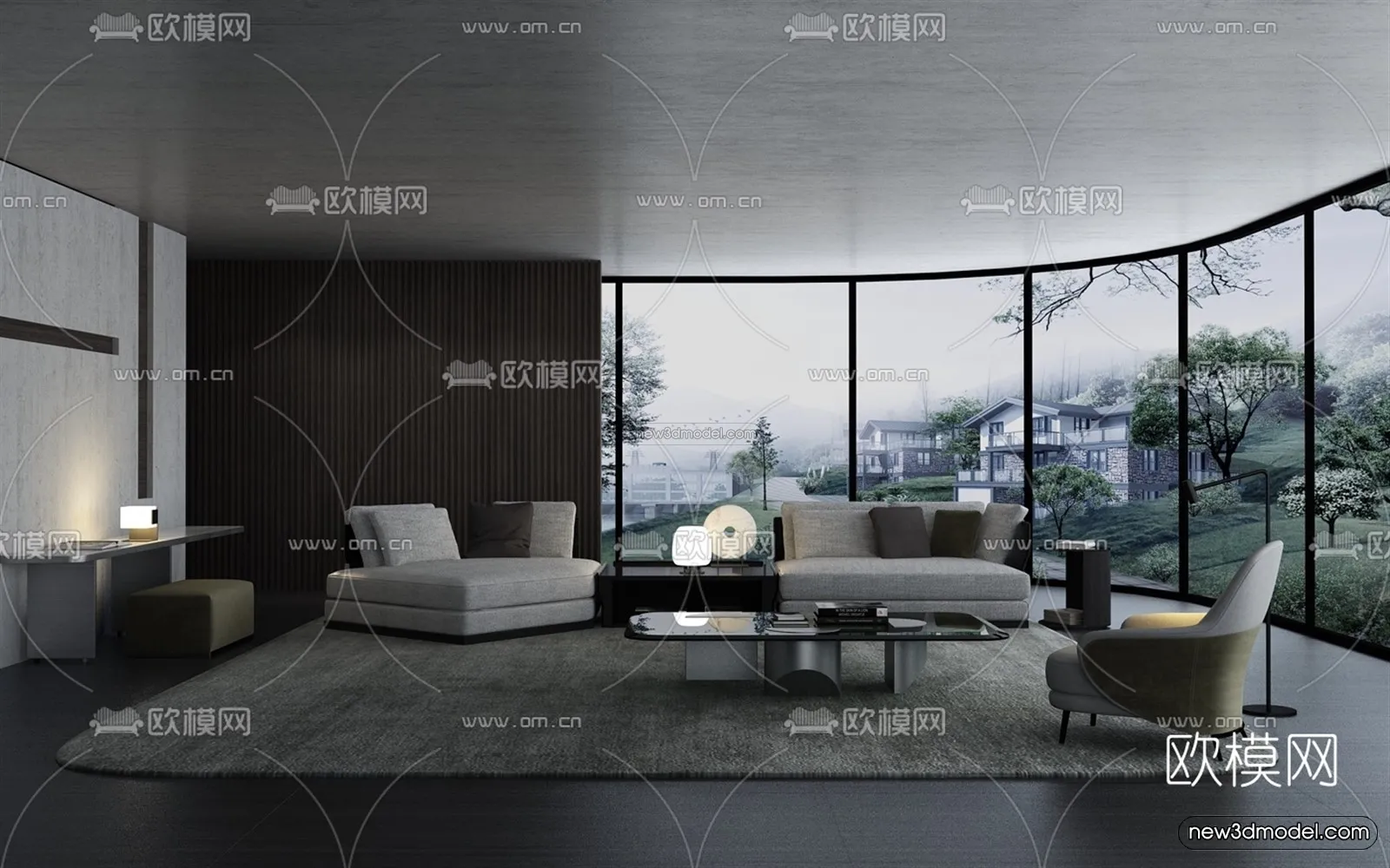 Modern Style Interior 3D Blocks - Living Room 3D Model - 106