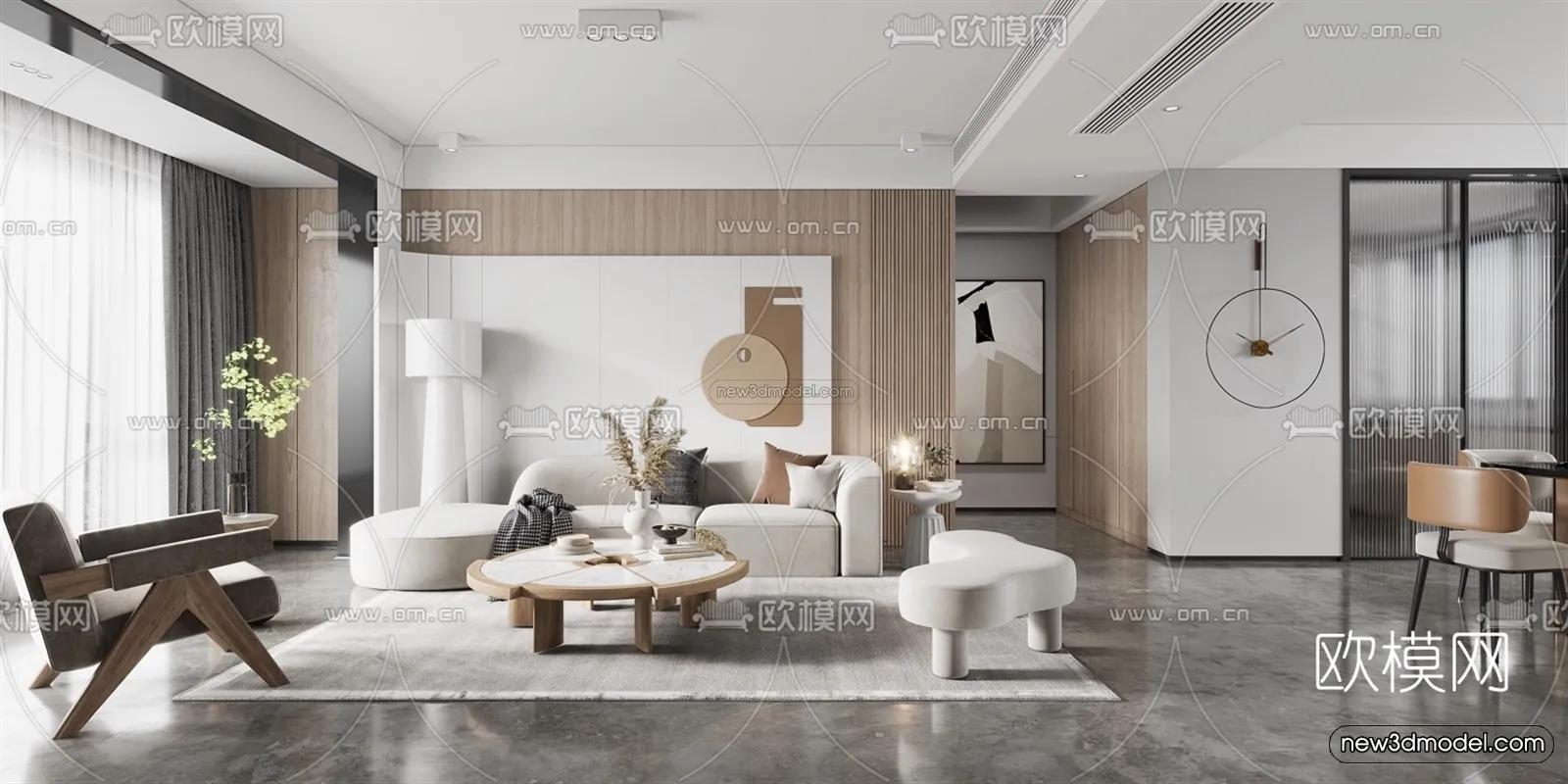 Modern Style Interior 3D Blocks - Living Room 3D Model - 110