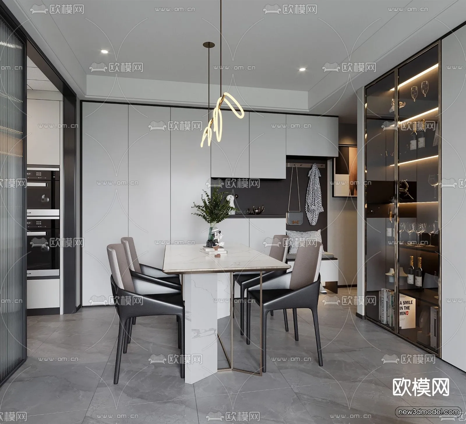 Modern Style Interior 3D Blocks - Living Room 3D Model - 111